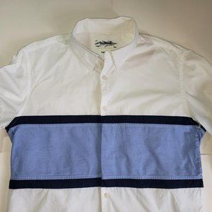 Mens Desigual Long Sleeve Shirt, White/Blue, Size L - Needs Repair - 18SMCW60